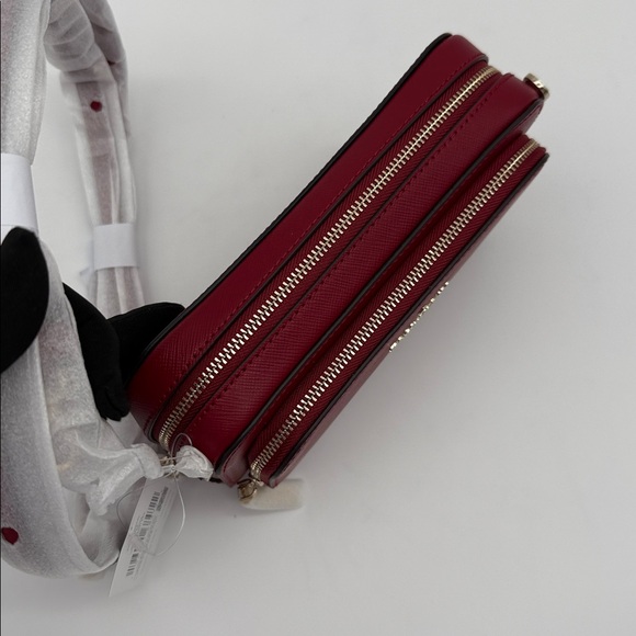Kate Spade Staci Mini Dual Zip Around Crossbody Red Jam - Picture 6 of 16